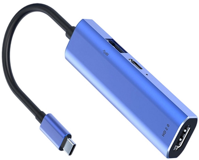 멀티포트 USB C 허브 스플리터 알루미늄 쉘 더 나은 방열 USB3.0 허브 업무용 여행용 엔터테인먼트 키보드와 호환, 그림과 같이, 1개, 사이즈 이미지 참고