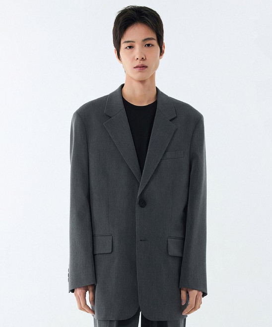 무신사 스탠다드 대디 숄더 오버사이즈 블레이저 미디엄 그레이 499253