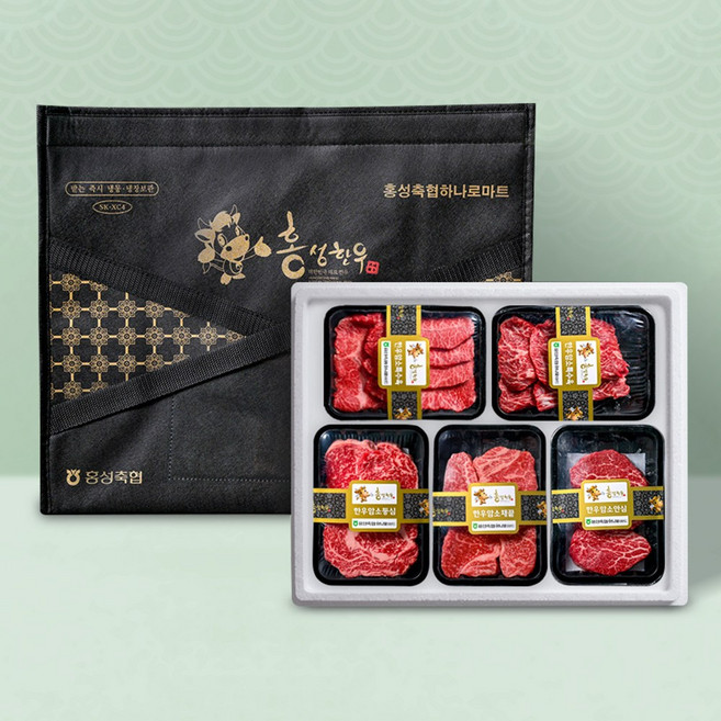 [홍성축협] 1+등급 한우명품5호 1.5kg(등심300g+채끝300g+안심300g+부채살300g+치마살300g), 1