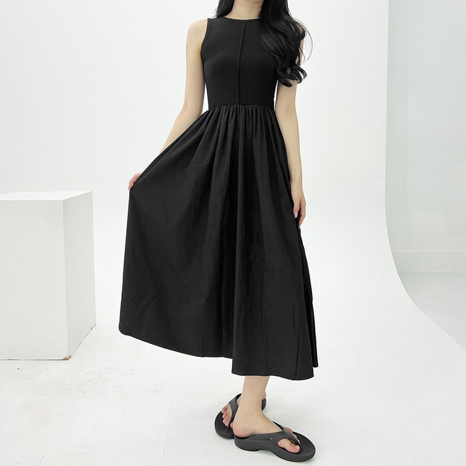 쏘옷 여성용 나시 골지 나일론 롱 원피스