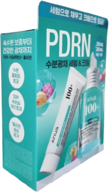 아누아 피디알엔 PDRN 히알루론산 수분광채 피부 컨디션케어 세럼30ml + 크림30ml 세트, 1개, 60ml - 쿠팡
