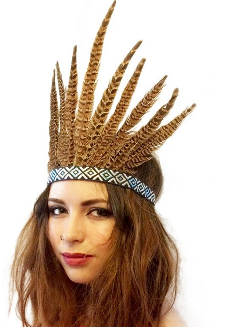 깃털 헤어 밴드 Tiara Bohemian Indian Gypsy Dance Show 헤드 밴드 액세서리 전국 스타일