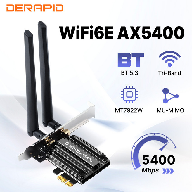WiFi 6E AX5400 PCIE 어댑터 Bluetooth 5.3 트리플 밴드 2.4G/5G/6GHZ 802.11AX Netwotk 무선 수신기 MU-MI, 01 WiFi 6E  BT 5.3, 1개