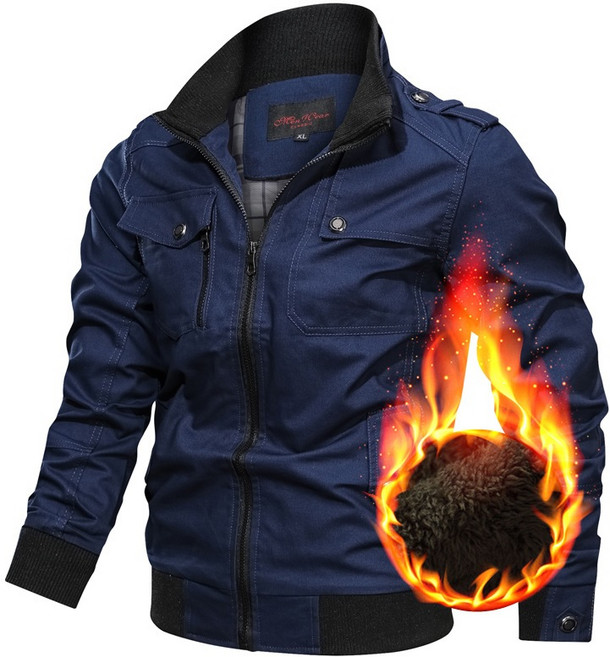 Men Wear 加絨加厚夾克外套 工裝軍裝風格 防風保暖休閒外套