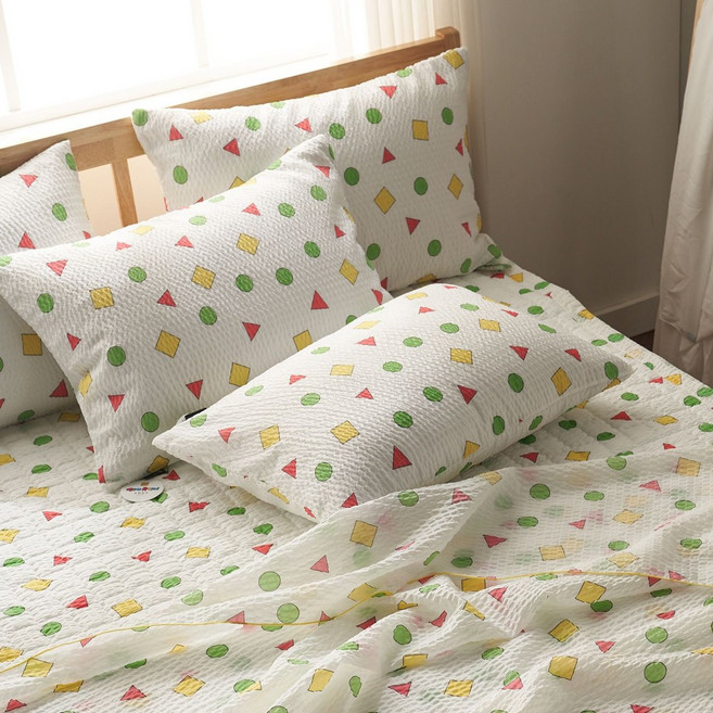 여름 시원한 짱구 리플 시어서커 홑이불 이불 단품 풀세트, 아이보리