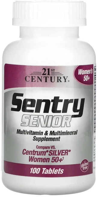 금방품절되요 21st Century Sentry Senior 종합비타민 및 종합 미네랄 보충제 50세 이상 여성용 100정 얼른서두르세요, 1개 - 쿠팡