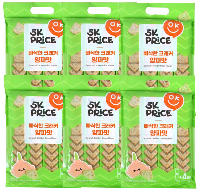 5K프라이스 빠삭한 크래커 양파맛, 6개, 200g
