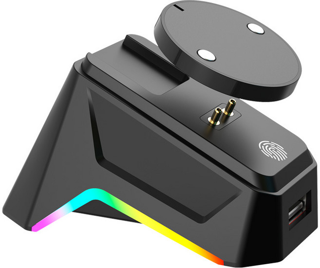 로지텍 지슈스 지슈라2 덱스 레이저 호환 무선 마우스 RGB 충전독 거치대, 블랙, 충전독 색상