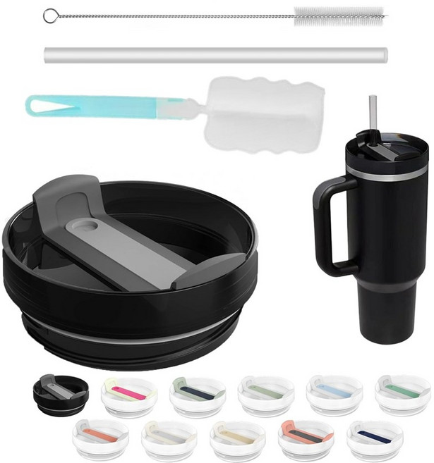 대용량 텀블러 호환 밀폐뚜껑 20oz 30oz 40oz 교체뚜껑 887ml 591ml 1180ml, 블랙, 1세트