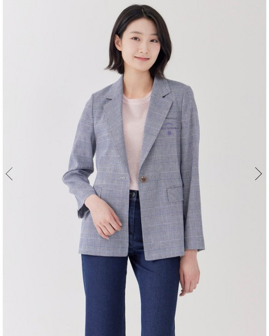 지센/ 기간할인 여성 린넨 체크 테일러드 싱글버튼 긴팔 자켓 LFJKP302