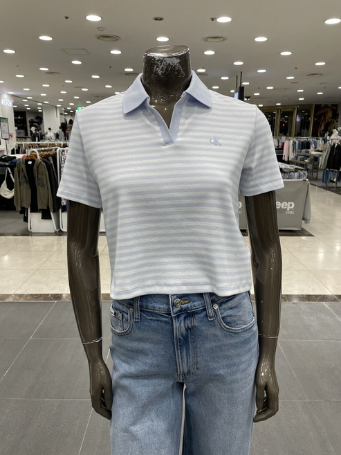 캘빈클라인 여성 모노로고 립 폴로 카라 반팔 티셔츠 47D268G-Q3M_DG PNT159 AKY649