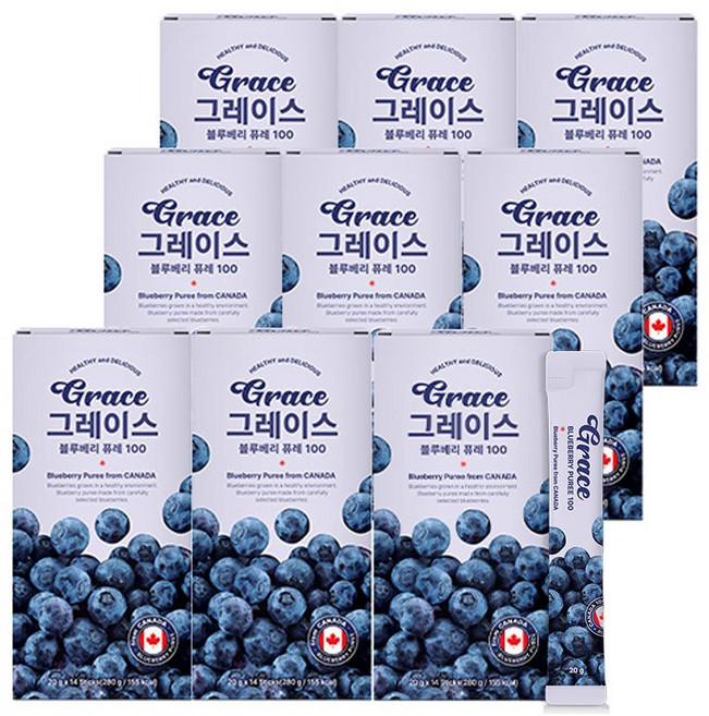 그레이스 블루베리 퓨레 100, 9개, 280g