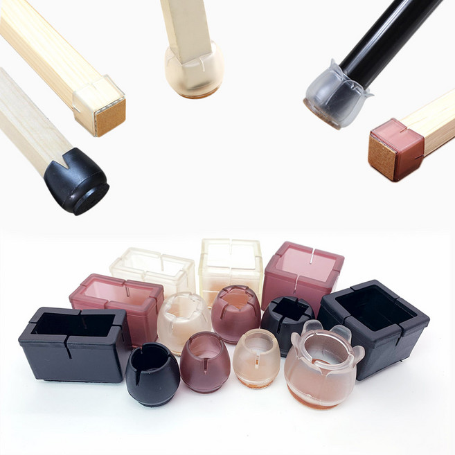 [마치드림] 의자발커버 식탁의자캡 소음방지 의자다리커버 실리콘 모음 (4개 1세트), 원형사각(45mm~50mm), 블랙, 1세트