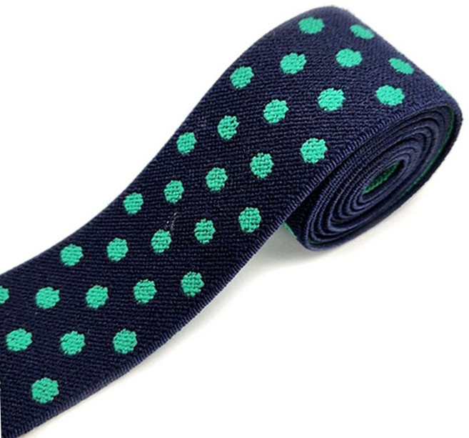 [청라핸즈] 소프트 스판밴딩 허리고무밴드 40mm 네이비 그린도트 (16-742) 양면 사용가능