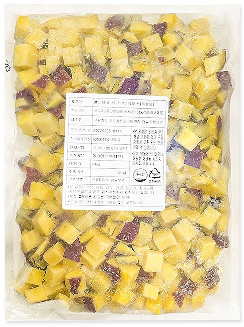 1950. 냉동 미탈피 고구마다이스 국내산 - 2kg / 큐브고구마 [하절기 아이스박스 무료], 1개