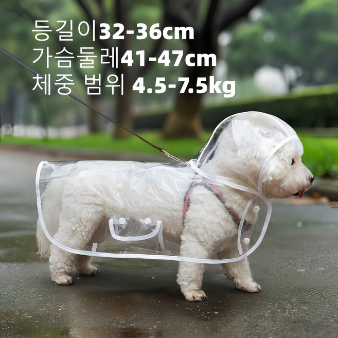 판초우의 스타일 강아지비옷 투명 중소형견, 투명하다, 1개