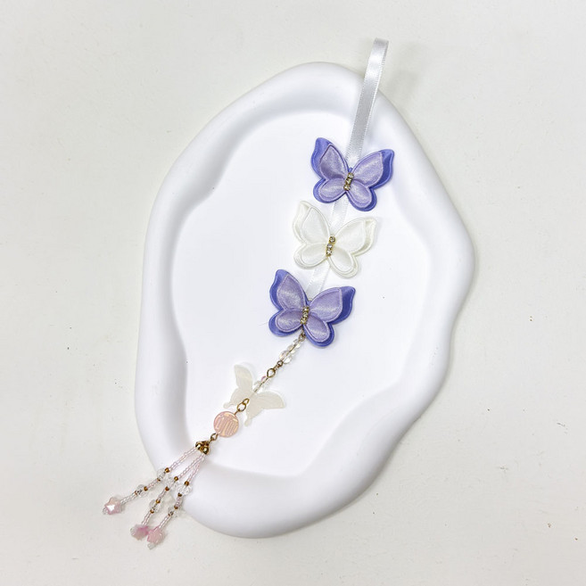 봄나비 3단 노리개 한복 소품 보자기 포장