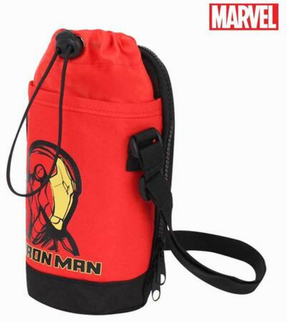 마블 아이언맨 맥스포켓 물병 파우치 아동 물병가방 초등학생 물통주머니 어린이 텀블러 가방 소풍 신학기 준비물, 레드, 1개
