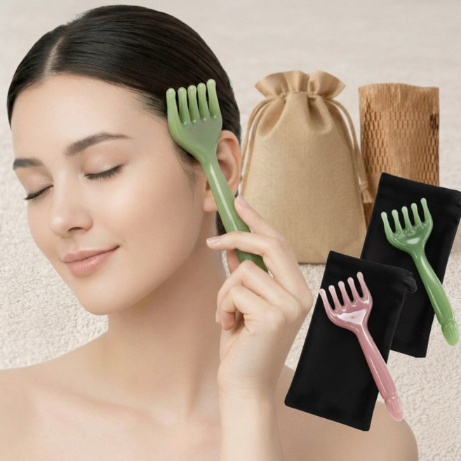 휴에라 두피 괄사 마사지기 2종 풀패키지 선물세트, 그린핑크, 1세트