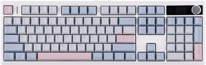 EPOMAKER 에포메이커 TH108 V2 PRO 풀배열 저소음 스크린 노브 기계식 키보드, 화이트 블루, 크리미 제이드축