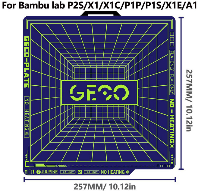 주핀 GECO 플레이트 밤부랩 H2D X2D 플레이트용 PLA 콜드 X1C A1 슈퍼택 H2S 글레이셔 플레이트 베드 밤부 P2S 빌드, 1pcs, For P1 P1 X1