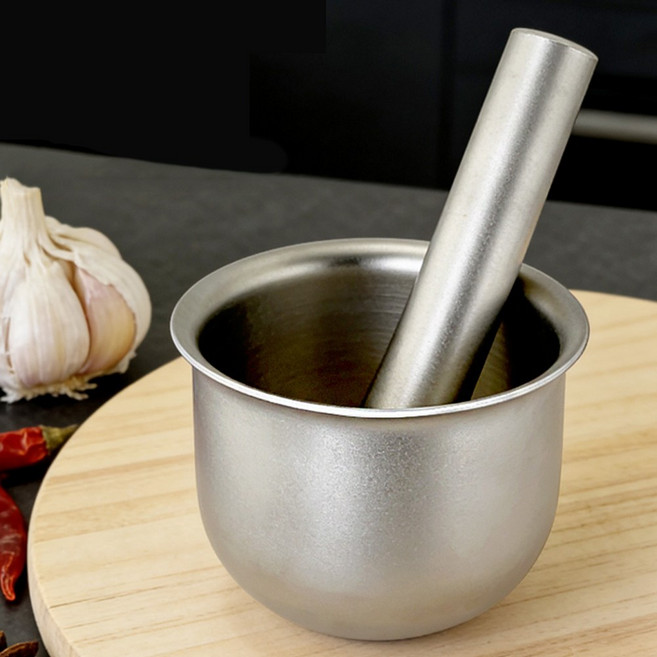 CookNest 연마제 없는 스텐 깨갈이 미니 절구 + 방망이 세트, 1세트, 11*8.2cm