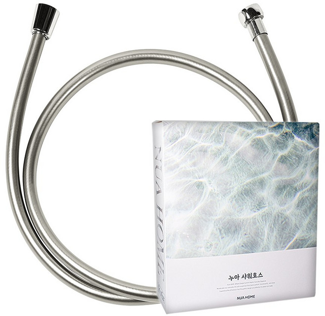 누아홈 PVC 샤워호스 황동내장 이탈방지 국내생산, 흑니켈, 2m