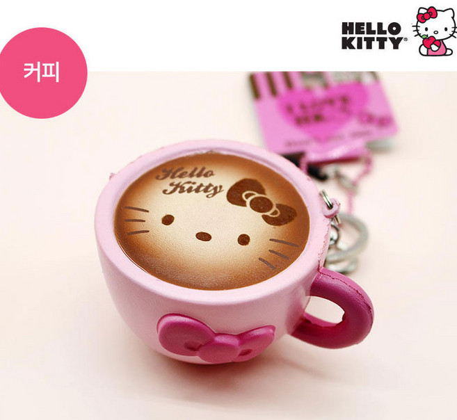 산리오 정품 헬로키티 말랑이 스퀴시 키링, 1개, 커피