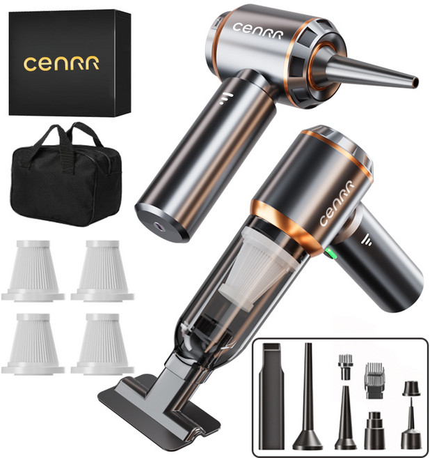 CENRR 자동차 청소기 고흡입력 강력한 미니 무선 휴대용 청소기 가정용 자동차 휴대용 컴퓨터 청소 장항속 드라이어 차량용 청소기, MAX 4Hepa Bag