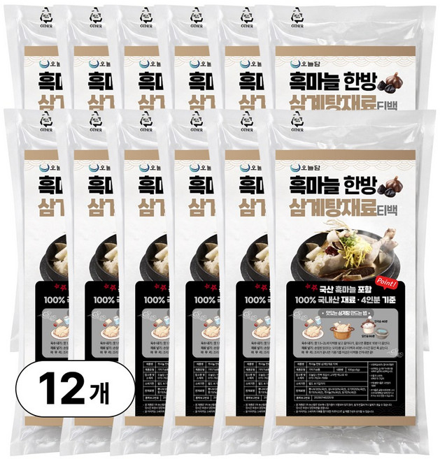 오늘담 국산 흑마늘 한방 삼계탕재료 티백, 12개, 100g
