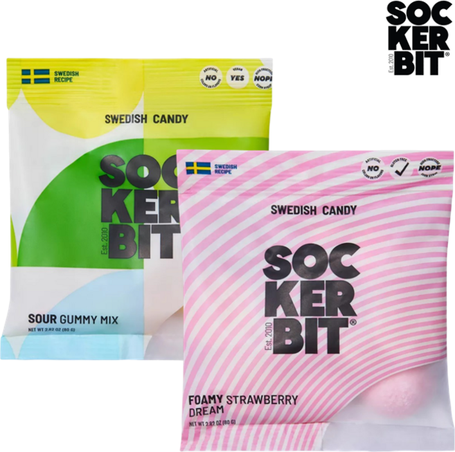 [SOCKERBIT] [1+1] 스웨디시 젤리 스웨덴 캔디 Sockerbit 사워 믹스 80g + 스트로베리 드림 80g Sockerbit Swedish Candy Mix
