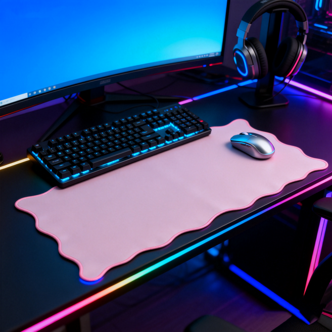 물결 놀이 꾸며요. 테이블 매트 400x900x2MM, 1개, 핑크색