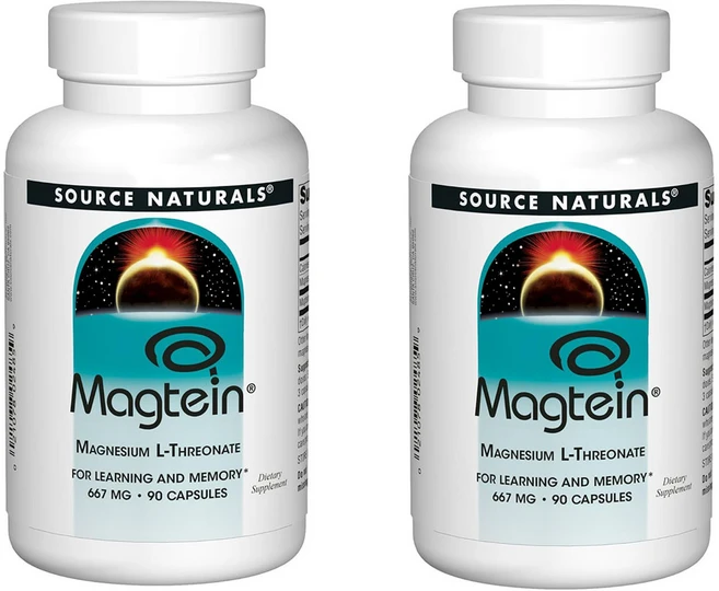 Source Naturals Magtein Magnesium L-Threonate 소스 내추럴 마그테인 마그네슘 L 트레오네이트 667mg 90캡슐 2팩, 90정, 2개 - 쿠팡