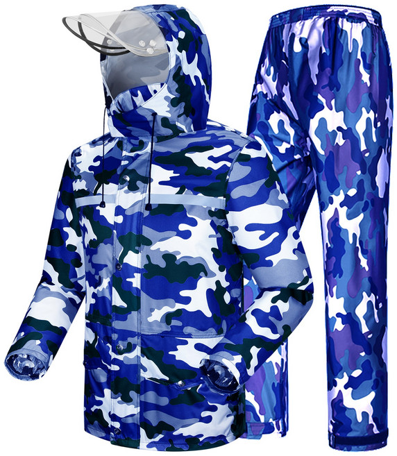 장마 배달 단체복 오토바이 상하의세트 우비 비옷, 네이비카모, 1세트