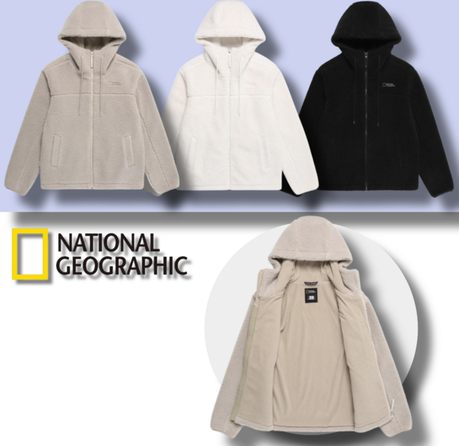 국내매장정품 내셔널지오그래픽 남녀공용 플리스 자켓 겨울 봄 남성 플리스 여성 후드 보온 빅사이즈 단체복 트레이닝점퍼 가볍고 따듯한 후리스 NATIONAL GEOGRAPHIC
