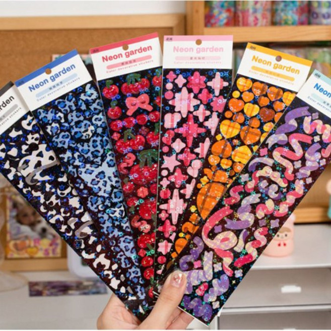 네온가든 시리즈 펄 스티커 2매 다꾸 폰꾸 폴꾸, 리본로맨스