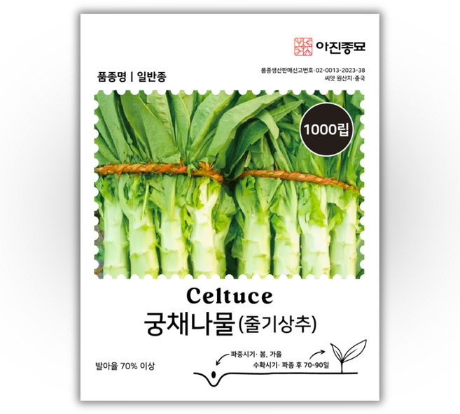 [주주씨앗] 궁채나물 씨앗 1000립 / 식감 좋은 줄기상추 종자 봄 가을 파종 씨앗몰, 1개