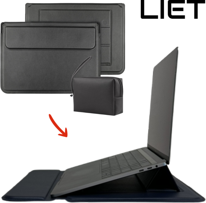 리에트 노트북 파우치 거치대 맥북 LG 그램 삼성 갤럭시북 가죽 케이스, 블랙