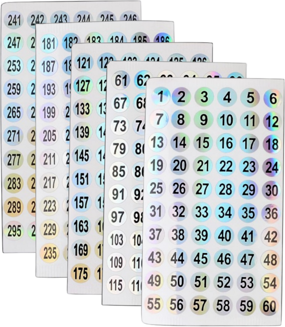 이음모음 레인보우 숫자 스티커 1-300번, 프리미엄세트, 1팩