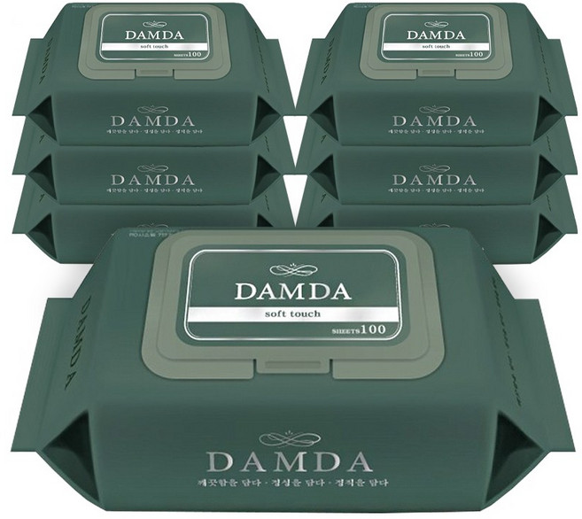 담다 물티슈 / 두툼한 고급 물티슈, 45g, 100매입, 7개