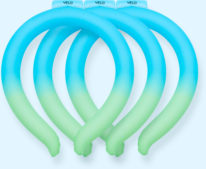 [마라톤필수] YELO 아이스쿨핏 쿨넥 아이스 넥쿨러 쿨링 넥밴드 쿨스카프 완주까지 쾌적하게, 블루L 3개