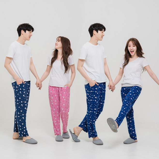 도씨 홈웨어 커플잠옷 네이쳐마 남 여 9부 주머니바지 파자마