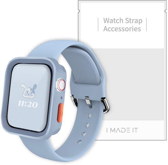 아이메이드잇 애플워치 호환 실리콘 케이스 스트랩, 스카이블루, 1개