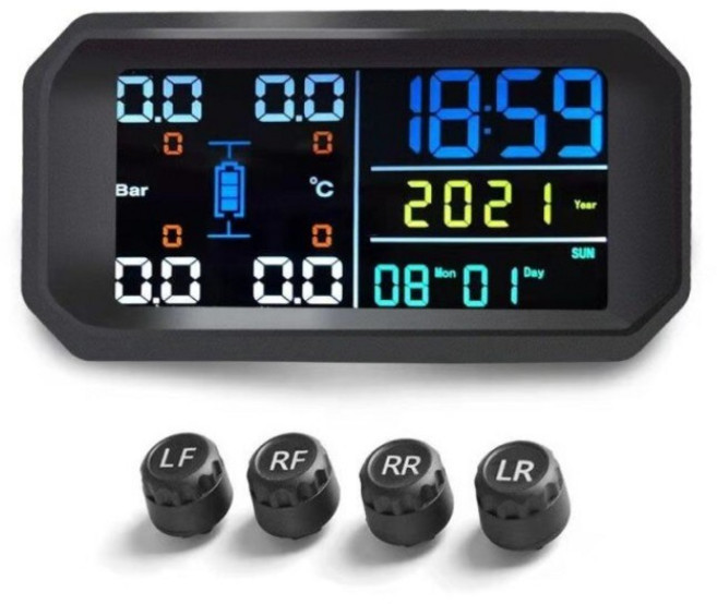 Lieve 자동차 타이어 공기압 측정기 온도 모니터링 TPMS 태양광 USB 듀얼 충전방식, 1개