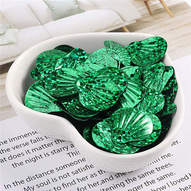대형 장식 공예 DIY 조각 의류 웨딩 결과 개/몫 18mm 액세서리 쉘 모양 바느질 느슨한 80, Laser deep green, 1개