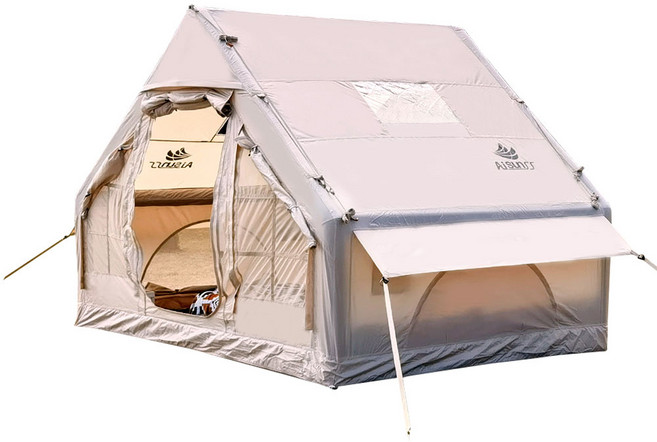 아이순스 에어텐트 캠핑텐트 원터치텐트 감성 글램핑 텐트 가족텐트 거실형, 베이지, 3-4인용, 옥스퍼드 재질 천창 모델 6.3