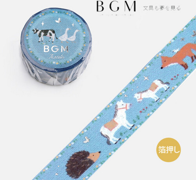 BGM 和紙膠帶 牧場物語系列 燙金刺繡緞帶風格, 1個