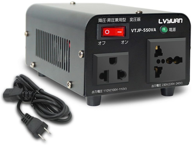 LVYUAN(료엔) 550 W 해외 국내 양용형 변압기 100 V-220 V 자유 변환 여행용 업 트랜스 다운 강압·승압 휴