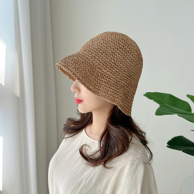 베리룸 휴양지 라탄 버킷햇 밀짚모자