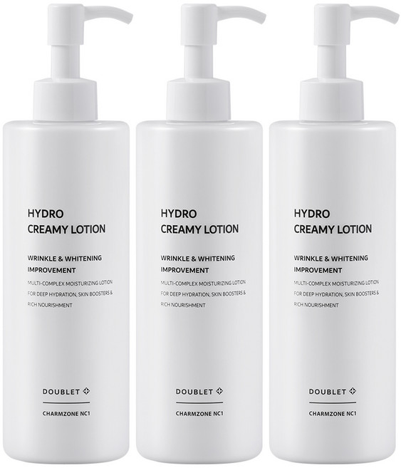 참존nc1 더블렛 크리미 로션 / 크림과 로션이 하나로 / 주름개선 미백 / 적당한 유분감 수분로션 / 보습+영양+탄력 / 판테놀 프로폴리스 발효 세라마이드/ ewg그린, 3개, 300g
